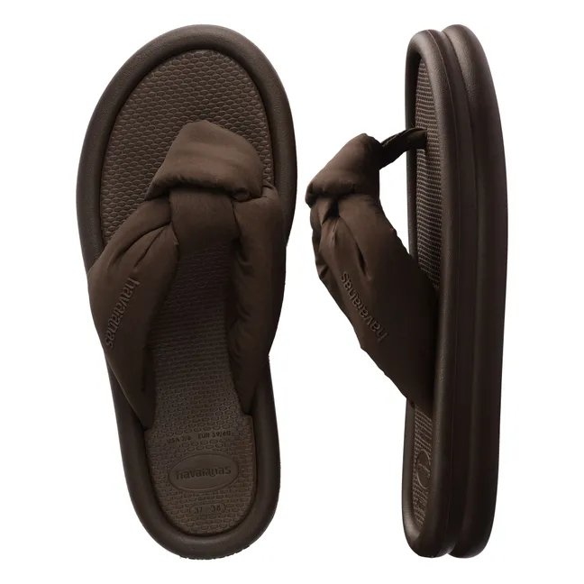 Over Puffed Up Flip Flops | Chocolate