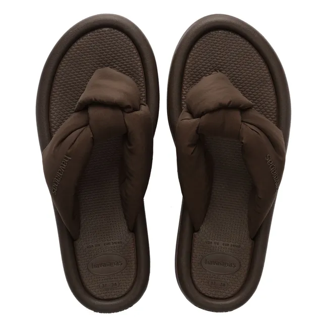 Over Puffed Up Flip Flops | Chocolate