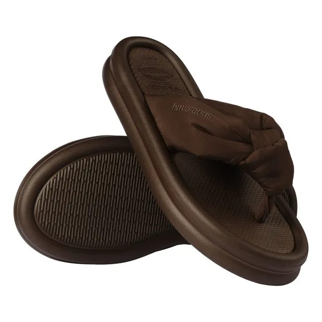Over Puffed Up Flip Flops | Chocolate