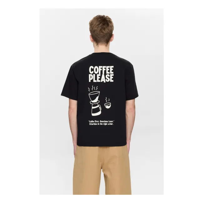 Akvillads Camiseta Coffee Please | Negro