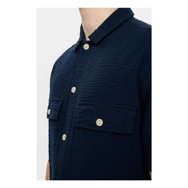 Akotto Seersucker shirt | Dark Blue