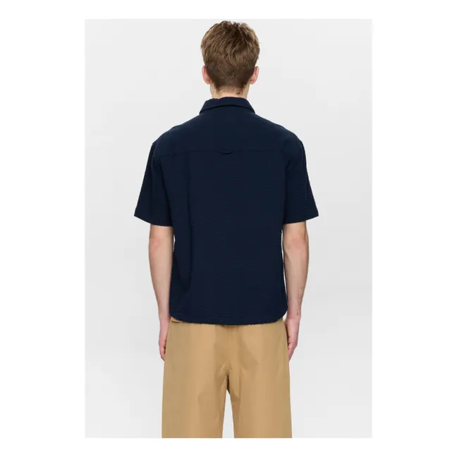 Akotto Seersucker shirt | Dark Blue