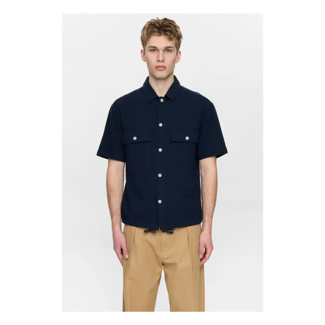 Akotto Seersucker shirt | Dark Blue