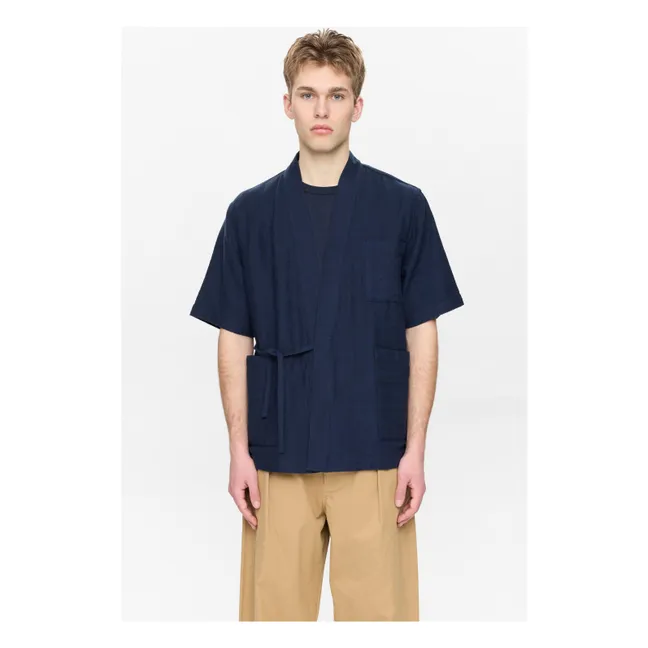 Akjesper Twill Short Sleeve Kimono | Dark Blue