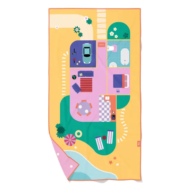 Serviette de plage en microfibre Maison de Poupées | Jaune