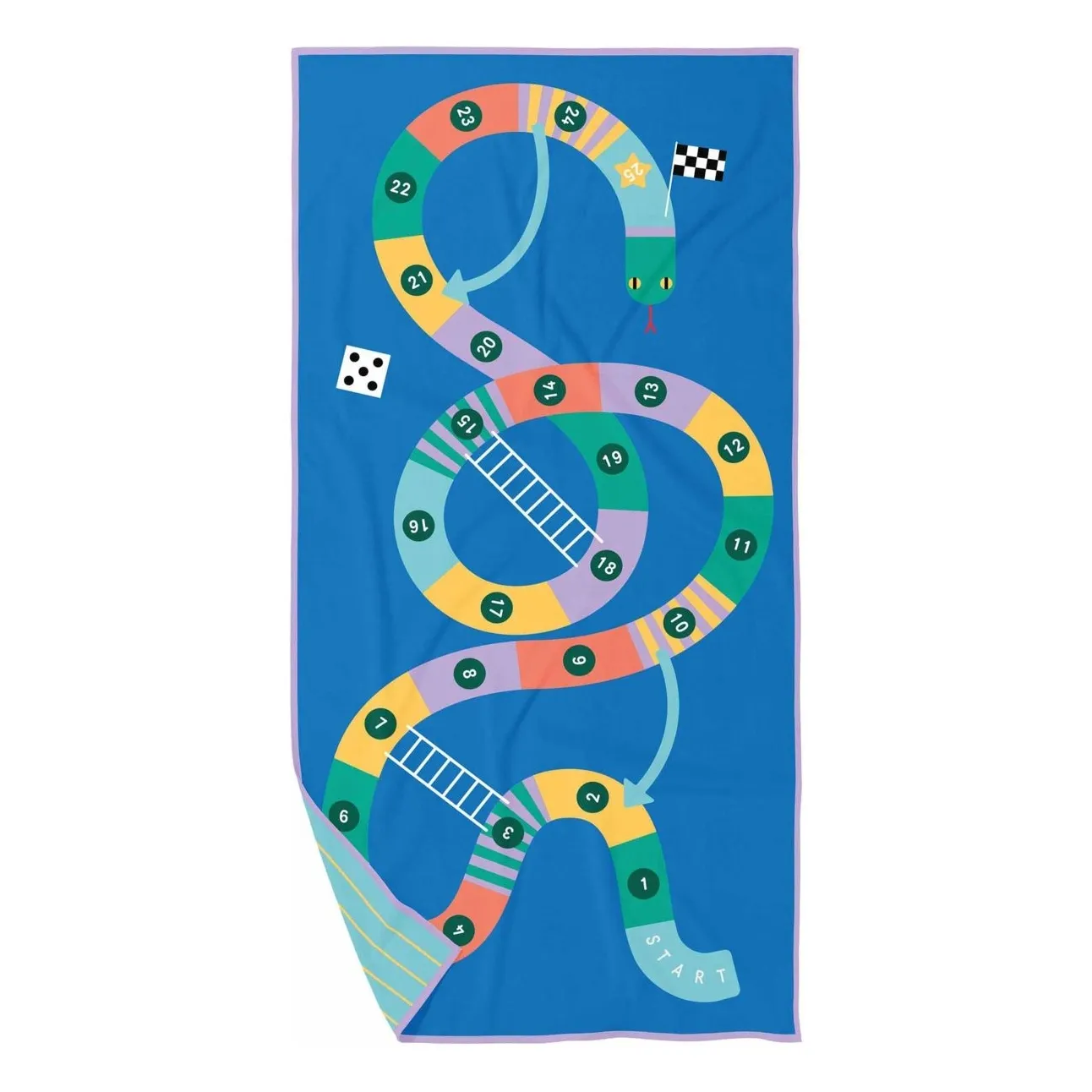 Serviette de plage en microfibre Echelle et Serpent | Bleu- Image produit n°0