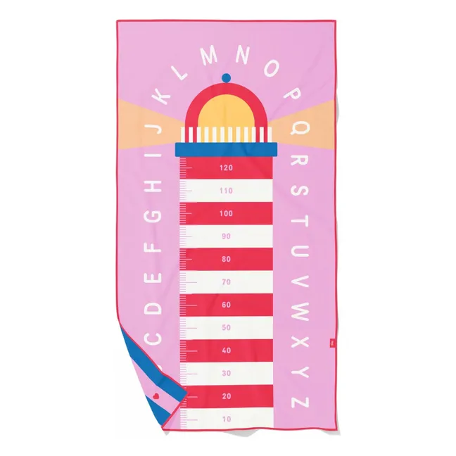 Serviette de plage en microfibre Phare Cœurs | Rose