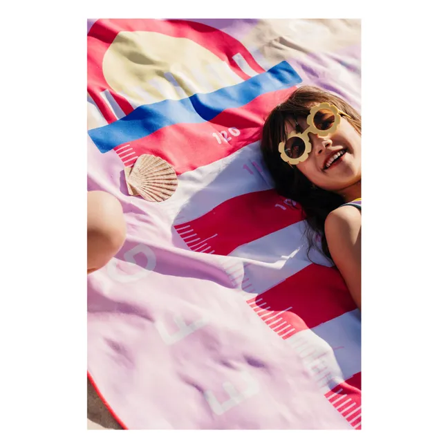 Serviette de plage en microfibre Phare Cœurs | Rose