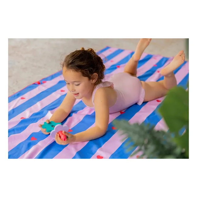 Serviette de plage en microfibre Phare Cœurs | Rose