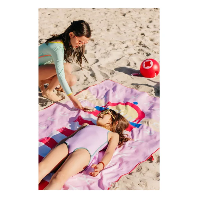 Toalla de playa de microfibra Phare Hearts | Rosa