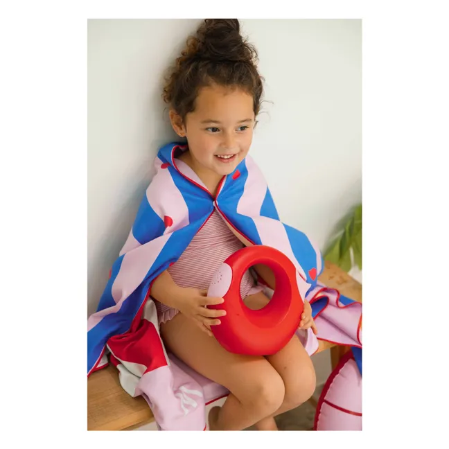 Serviette de plage en microfibre Phare Cœurs | Rose