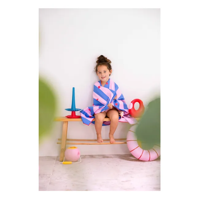 Serviette de plage en microfibre Phare Cœurs | Rose
