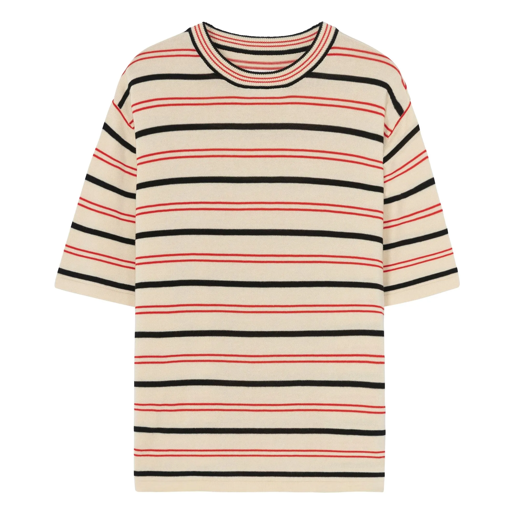 T-shirt Rayures Coton Bio | Ecru- Image produit n°0