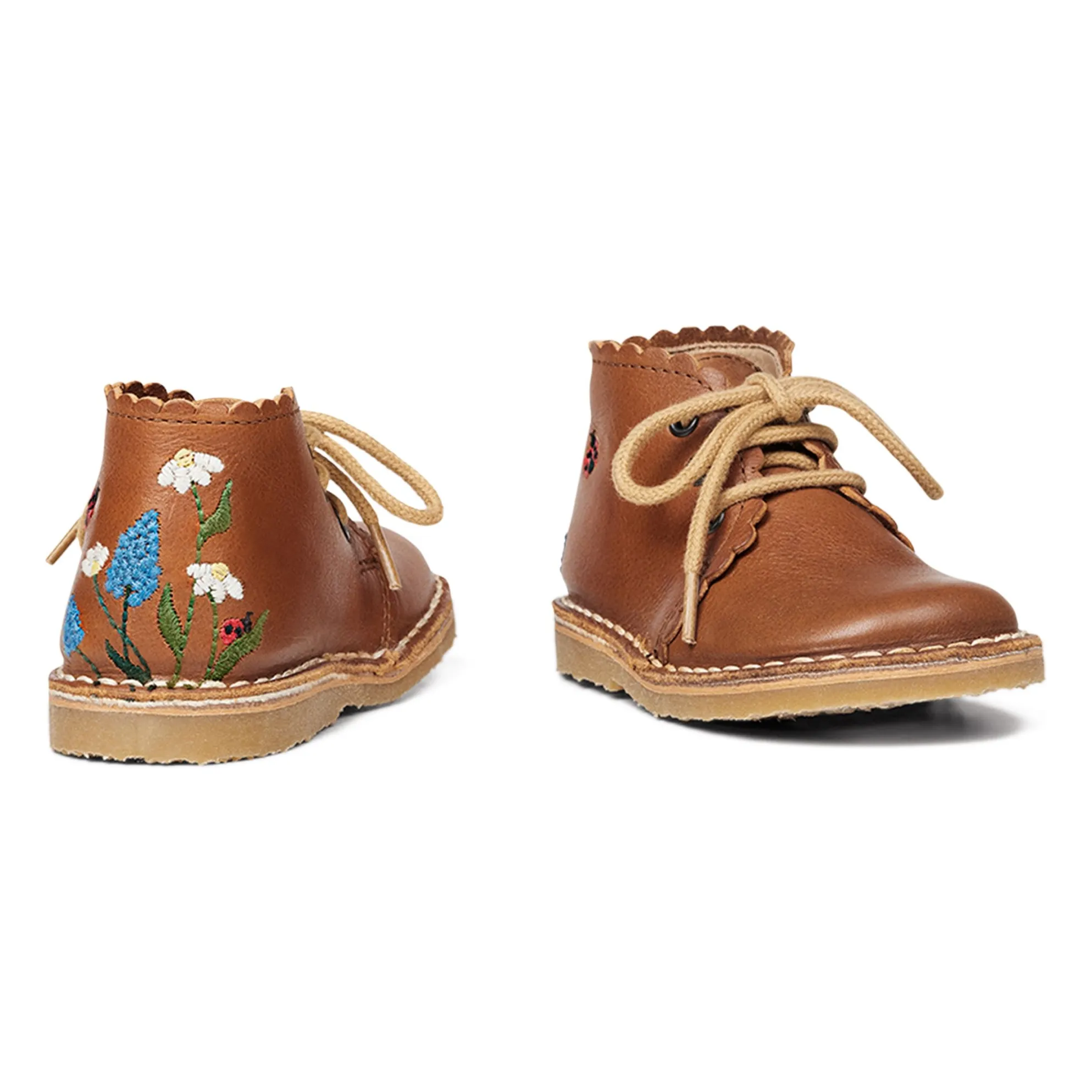 Bottines Brodées Scallop Coccinelles - Collection Uniqua | Camel- Image produit n°2