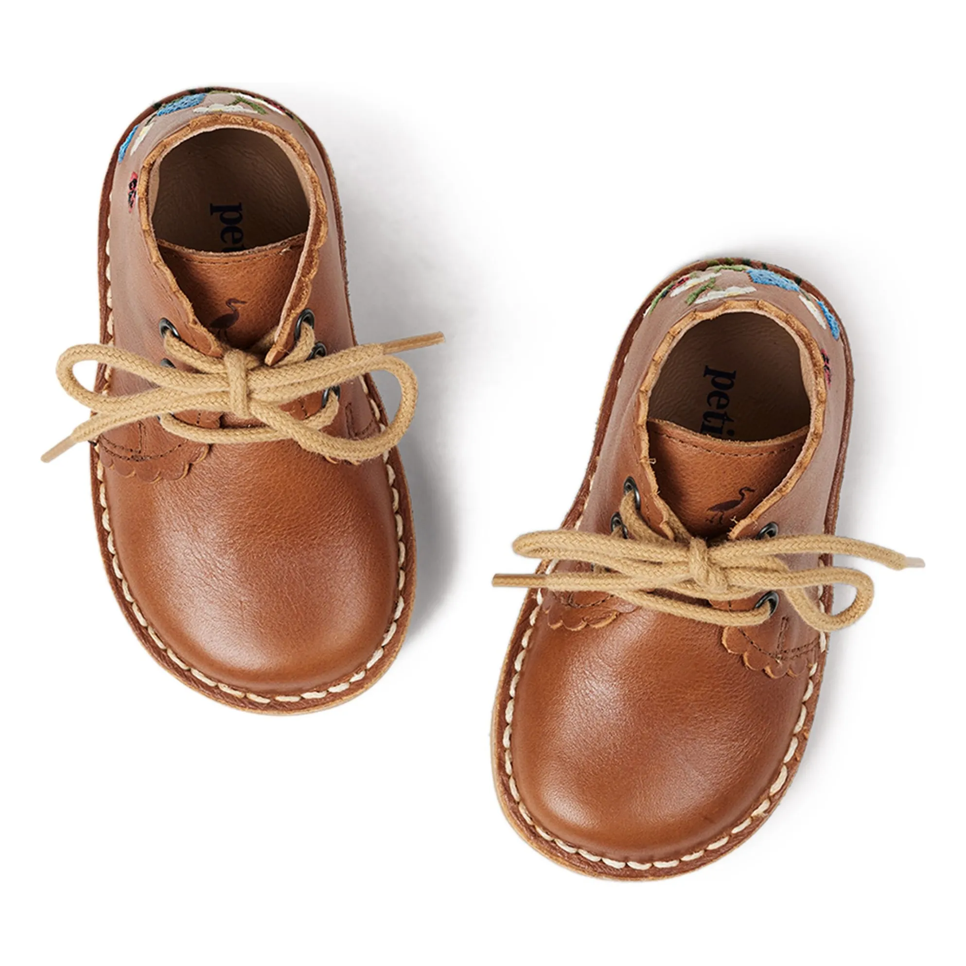 Bottines Brodées Scallop Coccinelles - Collection Uniqua | Camel- Image produit n°1