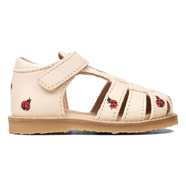 Sandalias bordadas Mariquita - Colección Uniqua | Crema