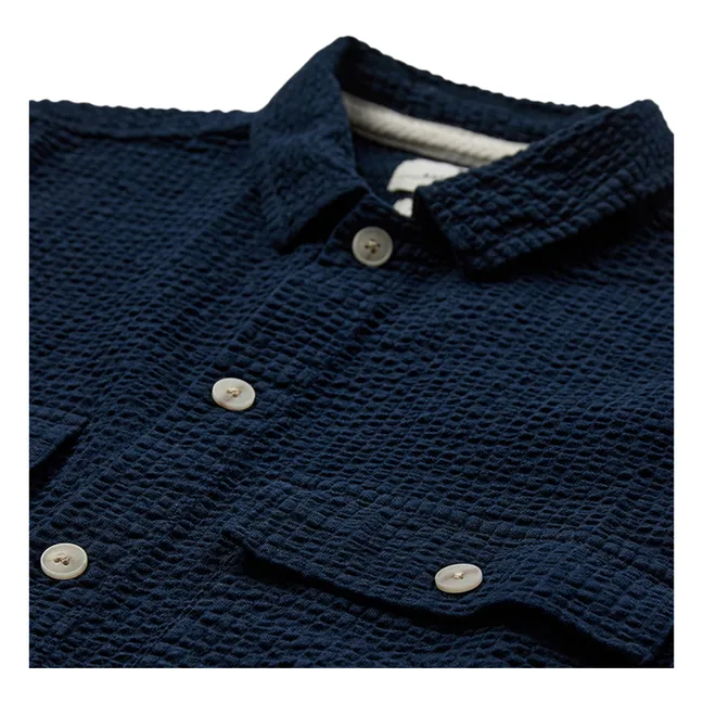 Akotto Seersucker shirt | Dark Blue