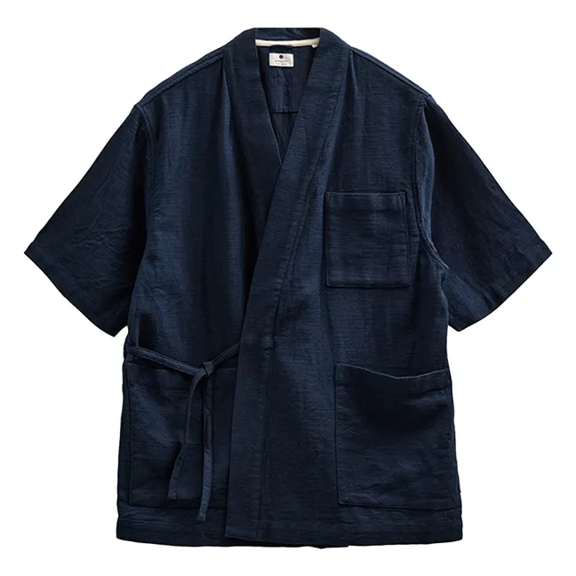 Akjesper Twill Short Sleeve Kimono | Dark Blue