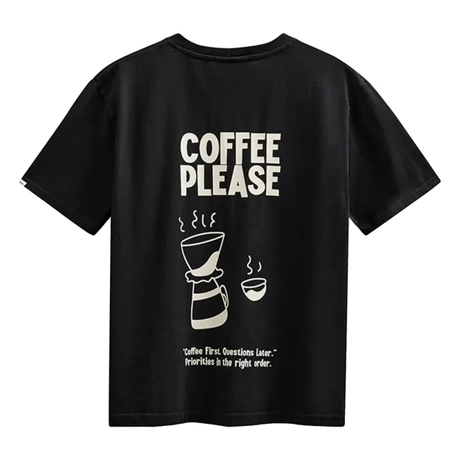 Akvillads Camiseta Coffee Please | Negro