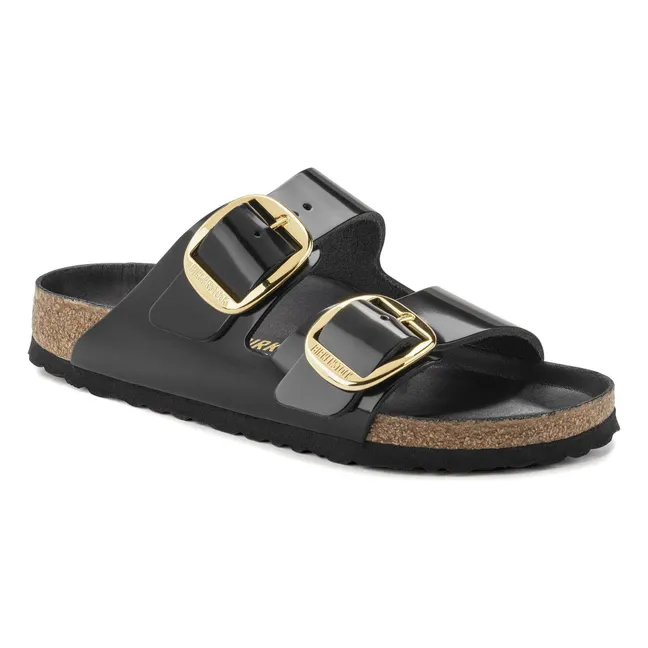 Arizona Sandalias con hebilla grande Charol | Negro