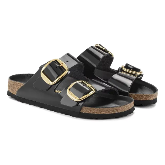 Arizona Sandalias con hebilla grande Charol | Negro