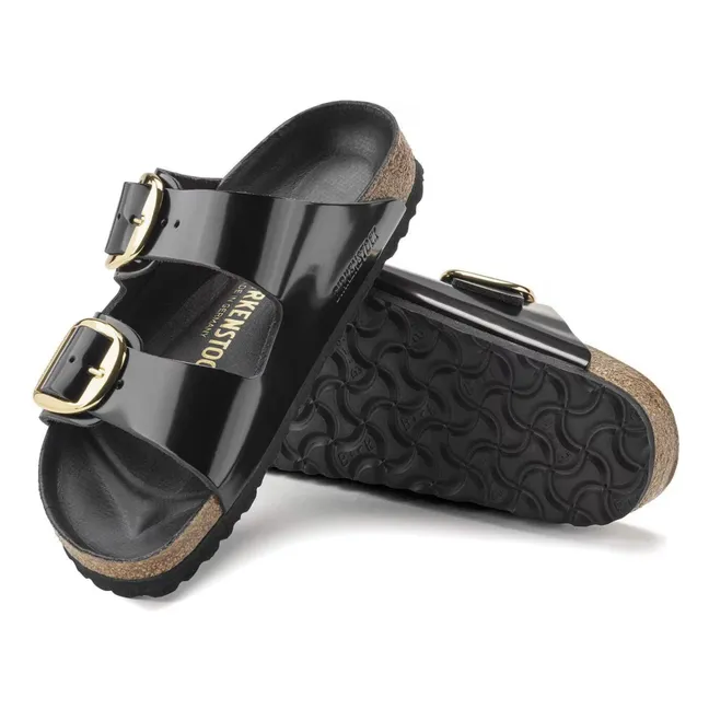 Arizona Sandalias con hebilla grande Charol | Negro