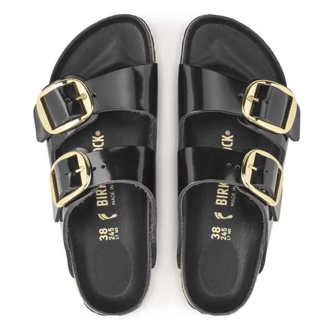 Arizona Sandalias con hebilla grande Charol | Negro