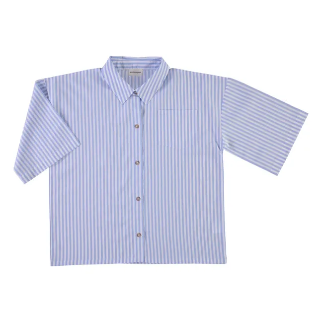 Camisa de popelina de algodón a rayas Caraway | Azul