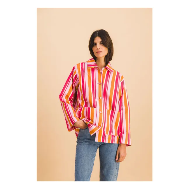 Veste Rayures Lucie Coton | Rose