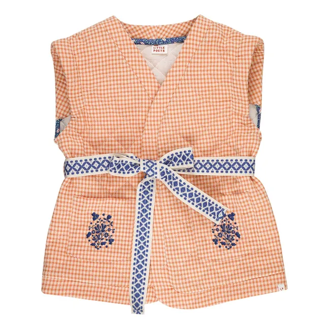 Pablo Carreaux Coton Bio Sleeveless Embroidered Jacket | Apricot