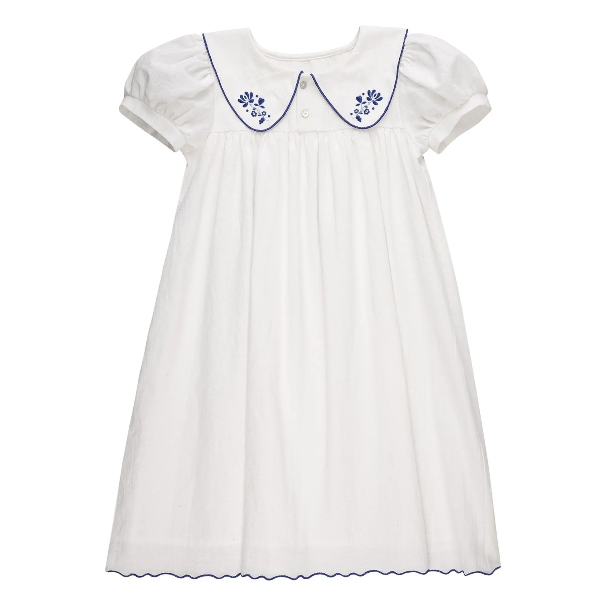 Robe Col Claudine Brodé Sophia | Blanc- Image produit n°0