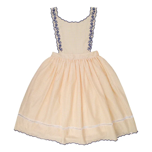 Robe Brodée Teresa Carreaux | Jaune pâle