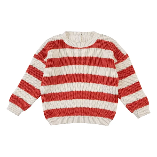 Pull Gastão Rayé Coton Bio | Rouge
