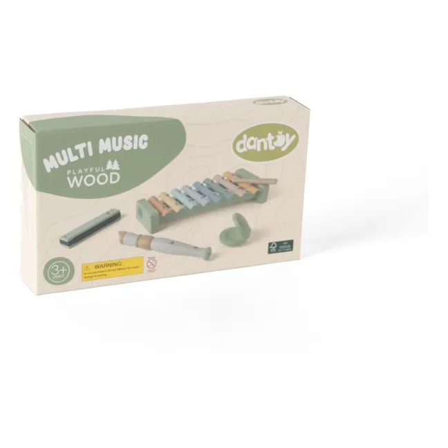 Instrumentos musicales de madera FSC - Juego de 4 | Verde
