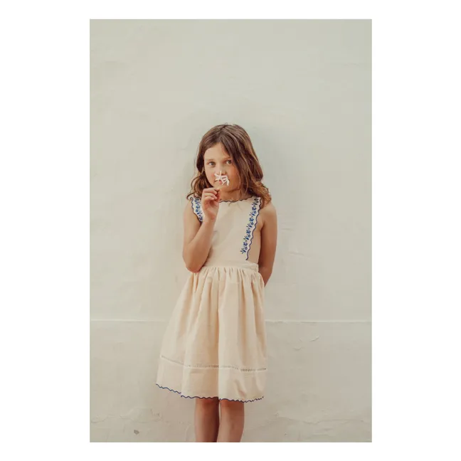 Robe Brodée Teresa Carreaux | Jaune pâle