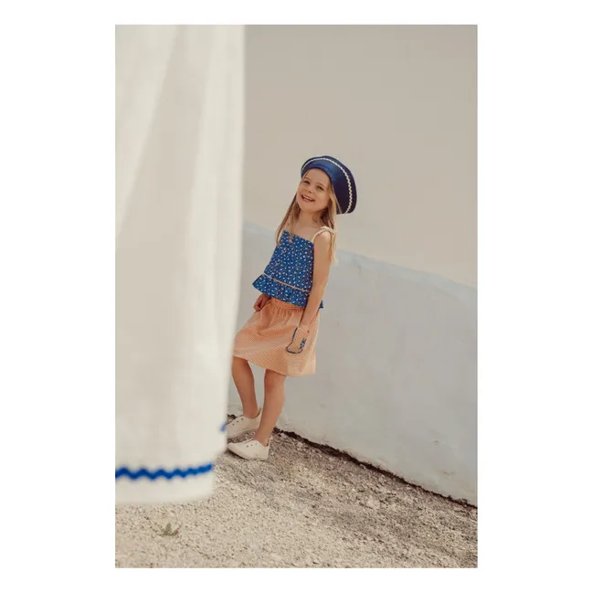 Mia embroidered skirt Organic cotton checks | Apricot