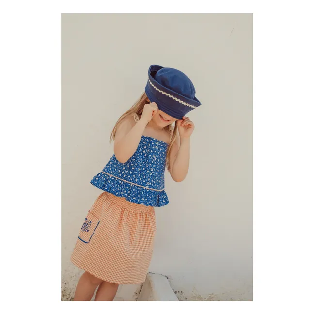 Mia embroidered skirt Organic cotton checks | Apricot