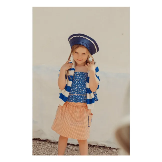 Mia embroidered skirt Organic cotton checks | Apricot