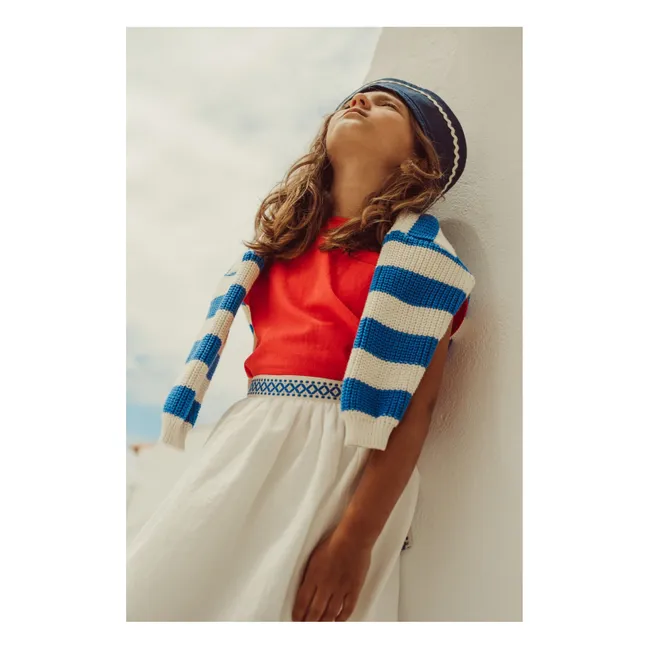 Gastão Striped Organic Cotton Sweater | Royal blue