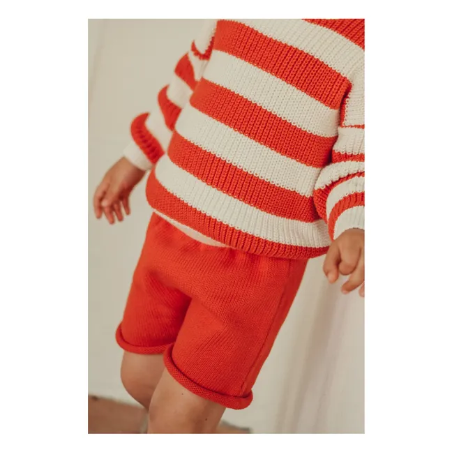 Pull Gastão Rayé Coton Bio | Rouge