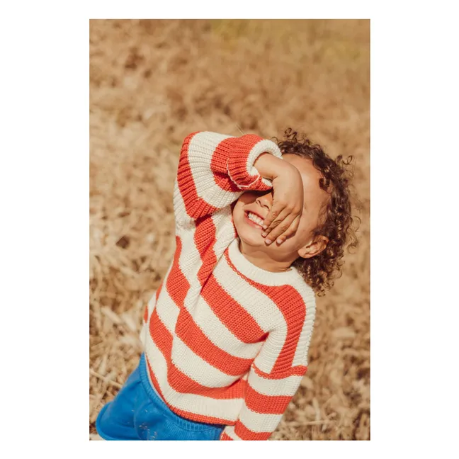 Gastão Striped Organic Cotton Sweater | Red