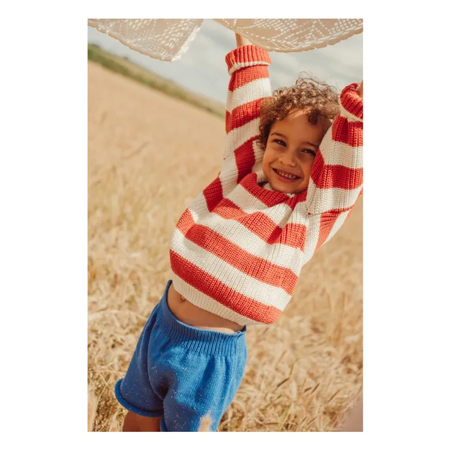 Pull Gastão Rayé Coton Bio | Rouge