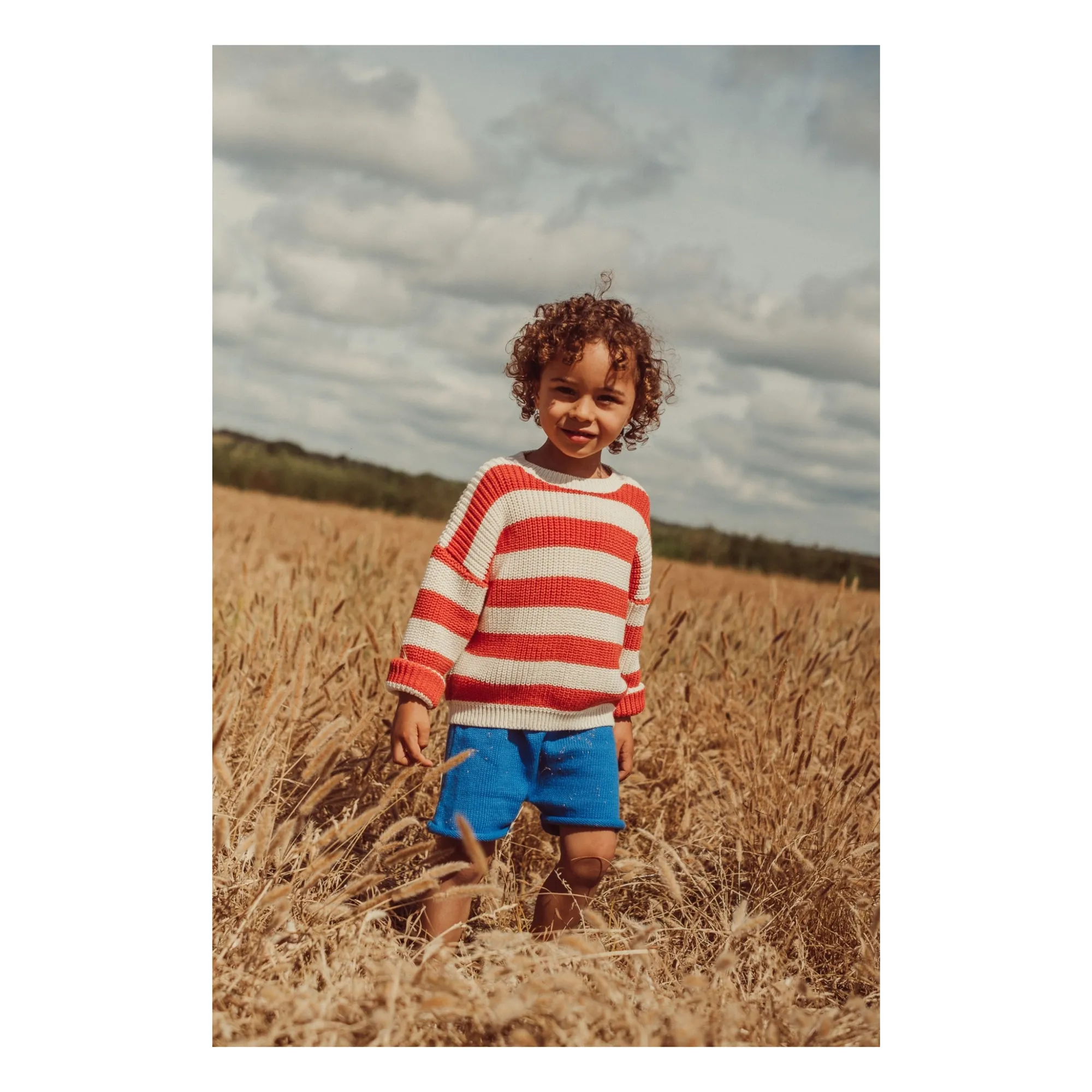 Pull Gastão Rayé Coton Bio | Rouge- Image produit n°1