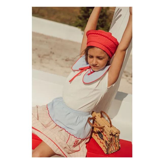 Amália embroidered skirt Organic cotton checks | Pale Pink