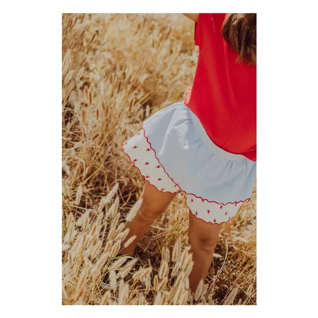 Pantalón corto Deolinda con bordado floral  | Blanco