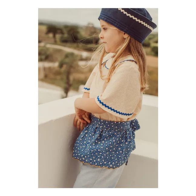 Florbela Carreaux Blusa Bordada con Cuello Claudine | Amarillo palo