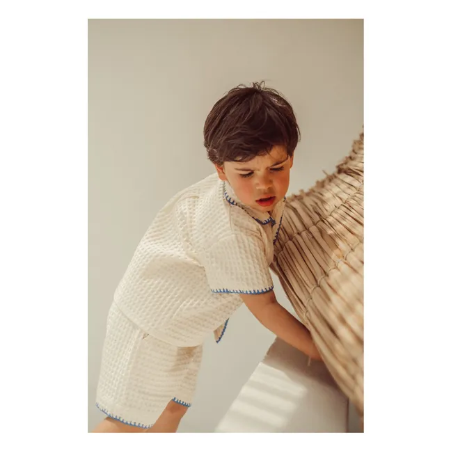 Chemise Brodée Alvaro Gauffrée | Ecru