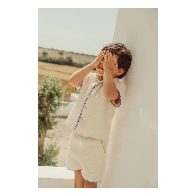 Camisa bordada Alvaro Waffle | Crudo