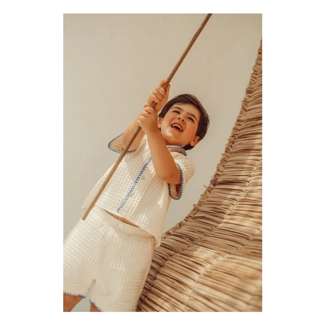 Camisa bordada Alvaro Waffle | Crudo