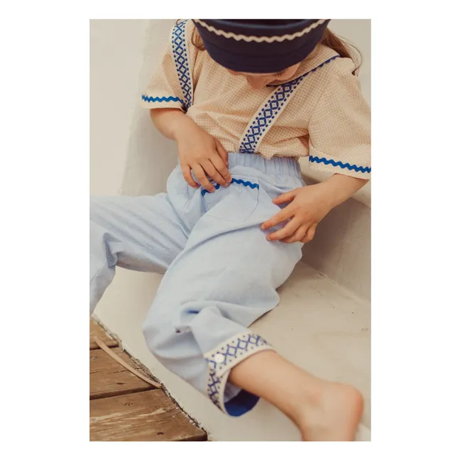 Pantalón Cesária de algodón orgánico a rayas | Azul